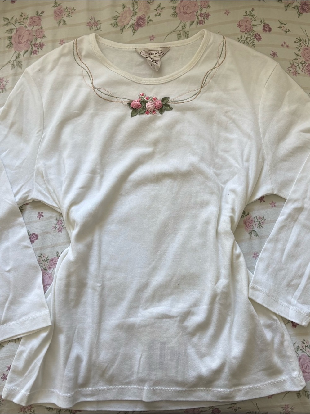 Rose Beaded Embroidery White Shirt